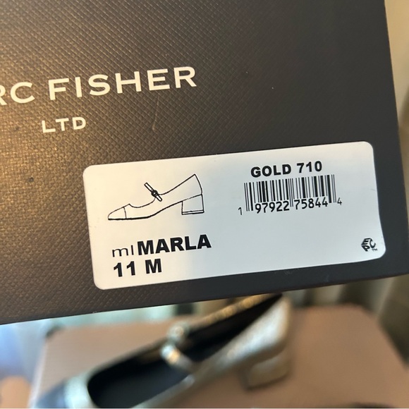Marc Fisher LTD Marla Cap Toe Mary Jane Pump Gold Black Womens Size 11 New - Picture 11 of 12
